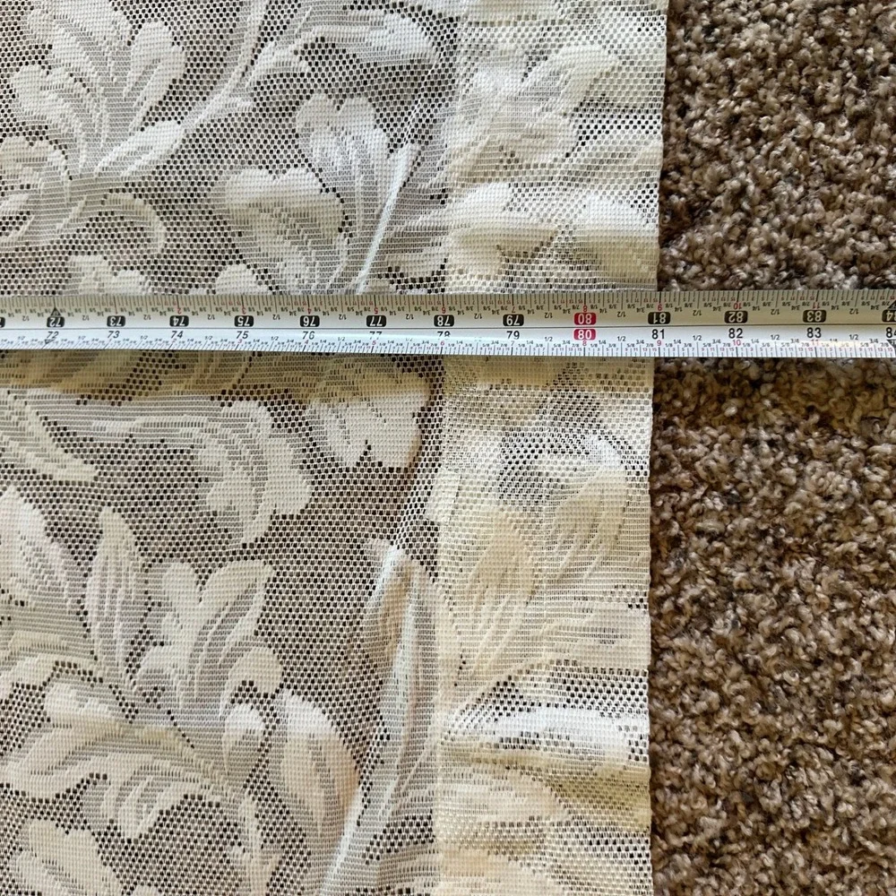 VINTAGE Lace Sheer Curtain Panel 55x81 White Floral Leaf Pattern Made in USA